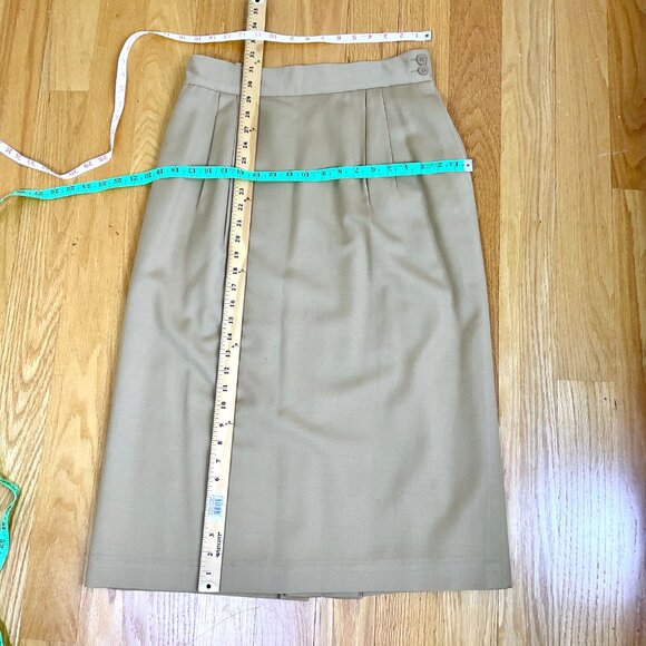 Vintage Skirt Wool Maxi Pencil Tan Camel Pleats and Back Vent 90s (30” waist, M) - Picture 6 of 6
